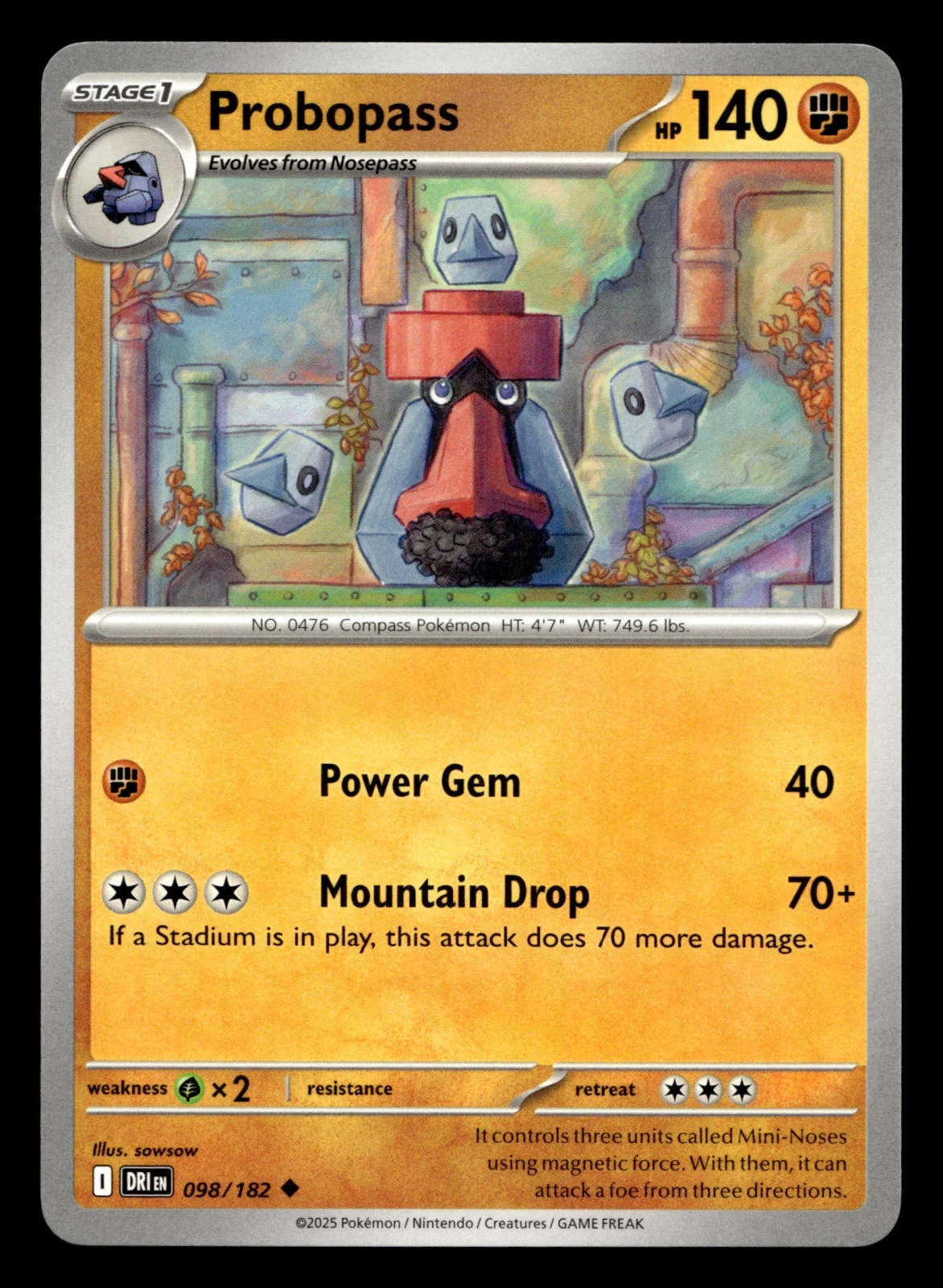 Voorkant Probopass 98/182 uit Destined Rivals Uncommon Near Mint conditie Pokémon kaart productfoto