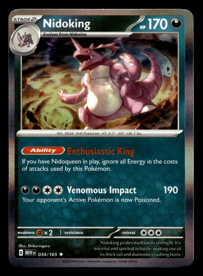 Nidoking #34 uit 151 Rare Near Mint conditie productfoto