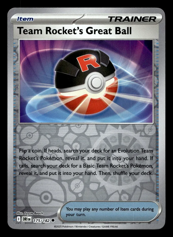 Team Rocket's Great Ball #175 uit Destined Rivals Uncommon Near Mint conditie productfoto