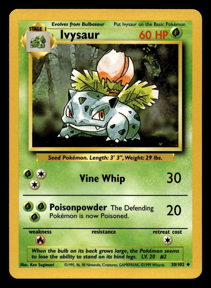 Ivysaur #30 uit Base Set Uncommon Near Mint - conditie productfoto