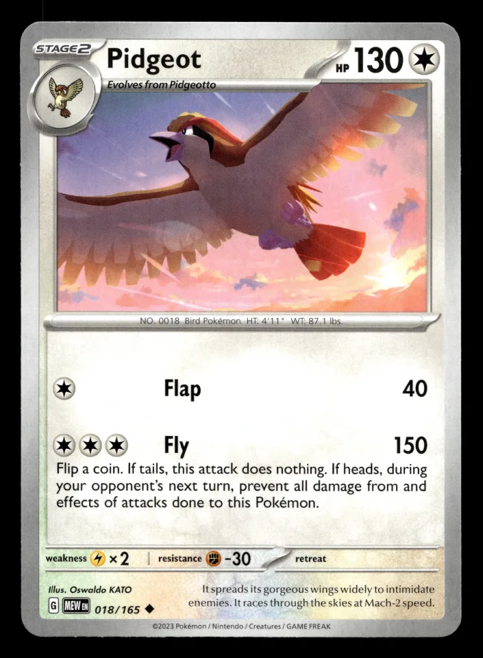 Pidgeot #18 uit 151 Uncommon Near Mint conditie productfoto