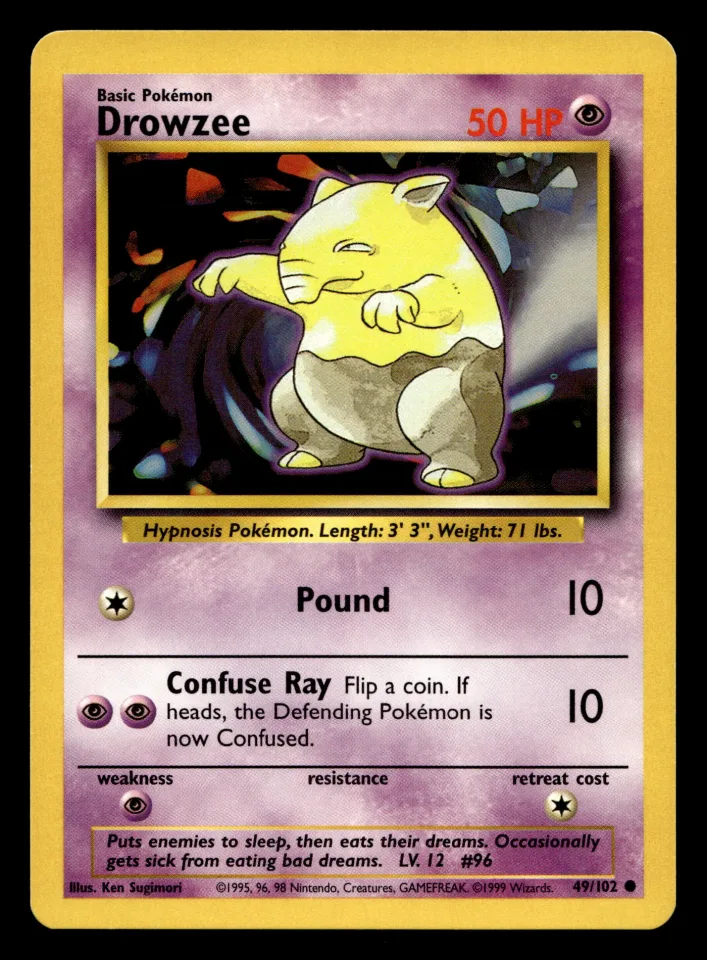 Drowzee #49 uit Base Set Common Near Mint conditie productfoto