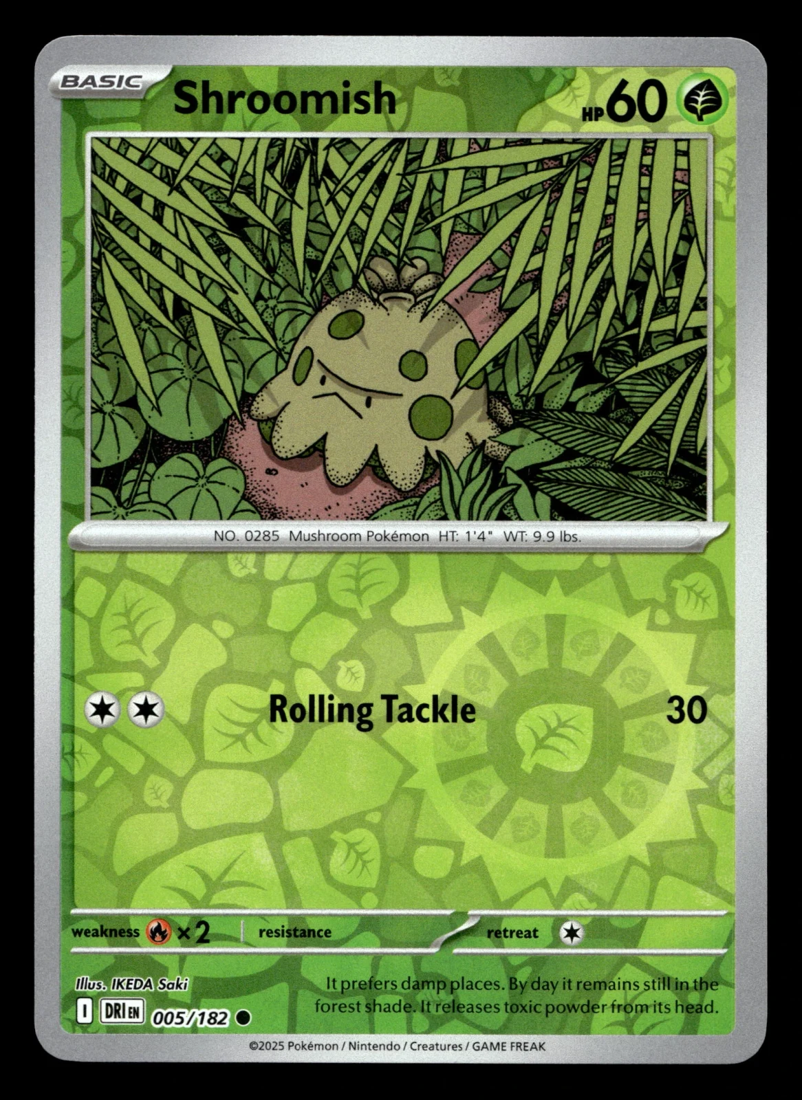 Voorkant Shroomish 5/182 uit Destined Rivals Common Near Mint conditie Pokémon kaart productfoto