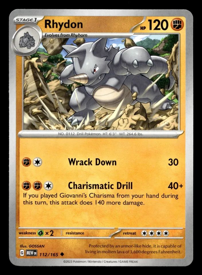 Rhydon #112 uit 151 Uncommon Near Mint conditie productfoto
