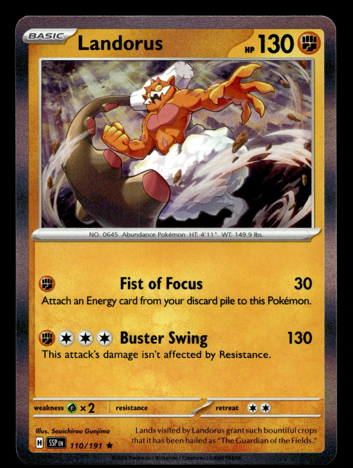 Voorkant Landorus 110/191 uit Surging Sparks Rare Near Mint conditie Pokémon kaart productfoto