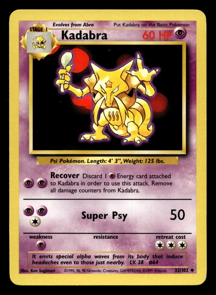 Kadabra #32 uit Base Set Uncommon Near Mint - conditie productfoto