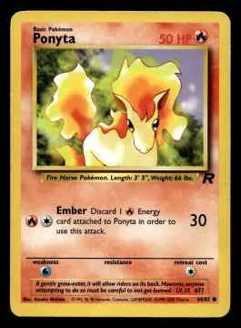 Voorkant Ponyta 64/82 uit Team Rocket Common Good conditie Pokémon kaart productfoto