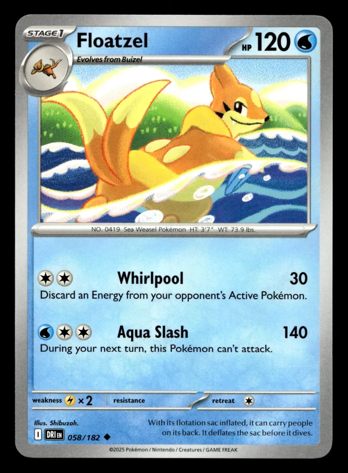 Floatzel #58 uit Destined Rivals Uncommon Near Mint conditie productfoto