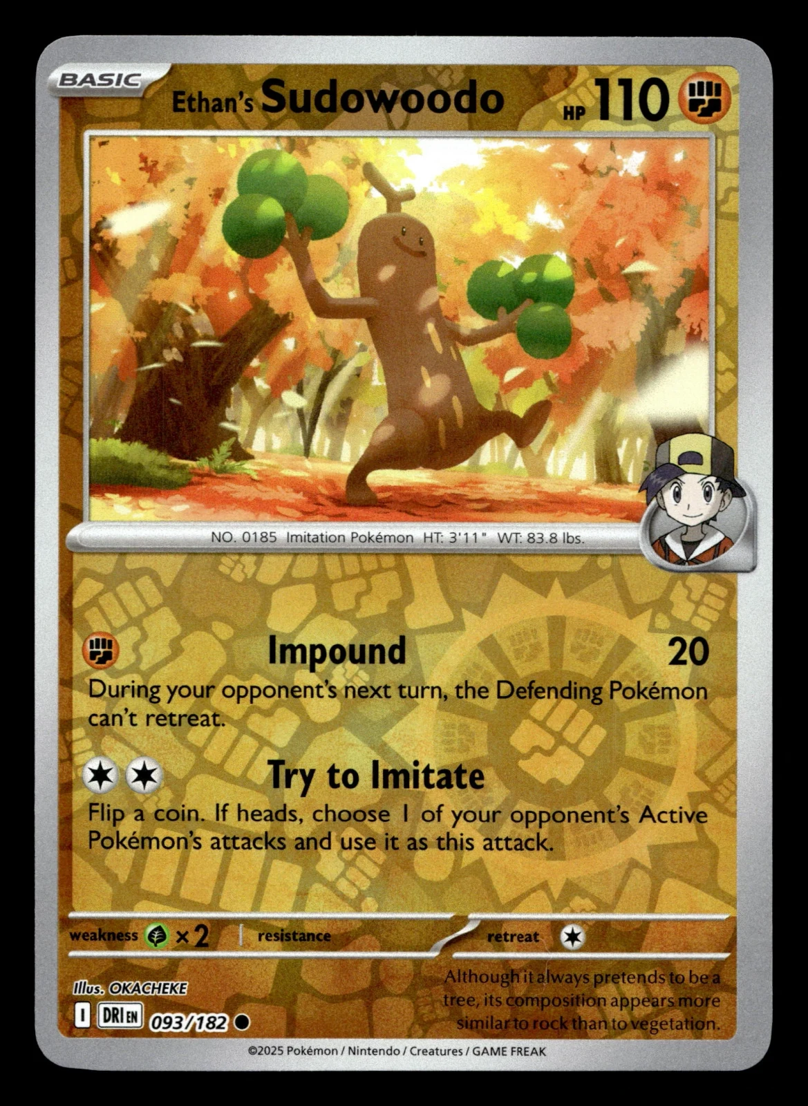 Voorkant Ethan's Sudowoodo 93/182 uit Destined Rivals Common Near Mint conditie Pokémon kaart productfoto