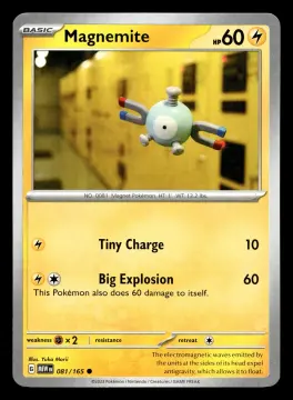 Voorkant Magnemite 81/165 uit 151 Common Near Mint conditie Pokémon kaart productfoto