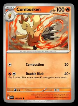 Voorkant Combusken 41/182 uit Destined Rivals Common Near Mint conditie Pokémon kaart productfoto