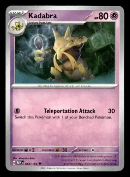 Voorkant Kadabra 64/165 uit 151 Uncommon Near Mint conditie Pokémon kaart productfoto