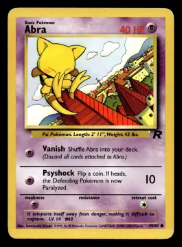 Voorkant Abra 49/82 uit Team Rocket Common Good conditie Pokémon kaart productfoto