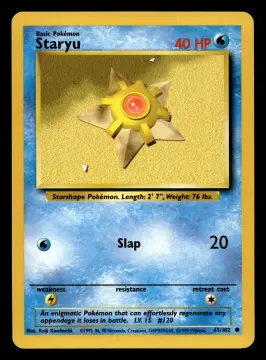 Voorkant Staryu 65/102 uit Base Set Common Near Mint conditie Pokémon kaart productfoto NM 1/2