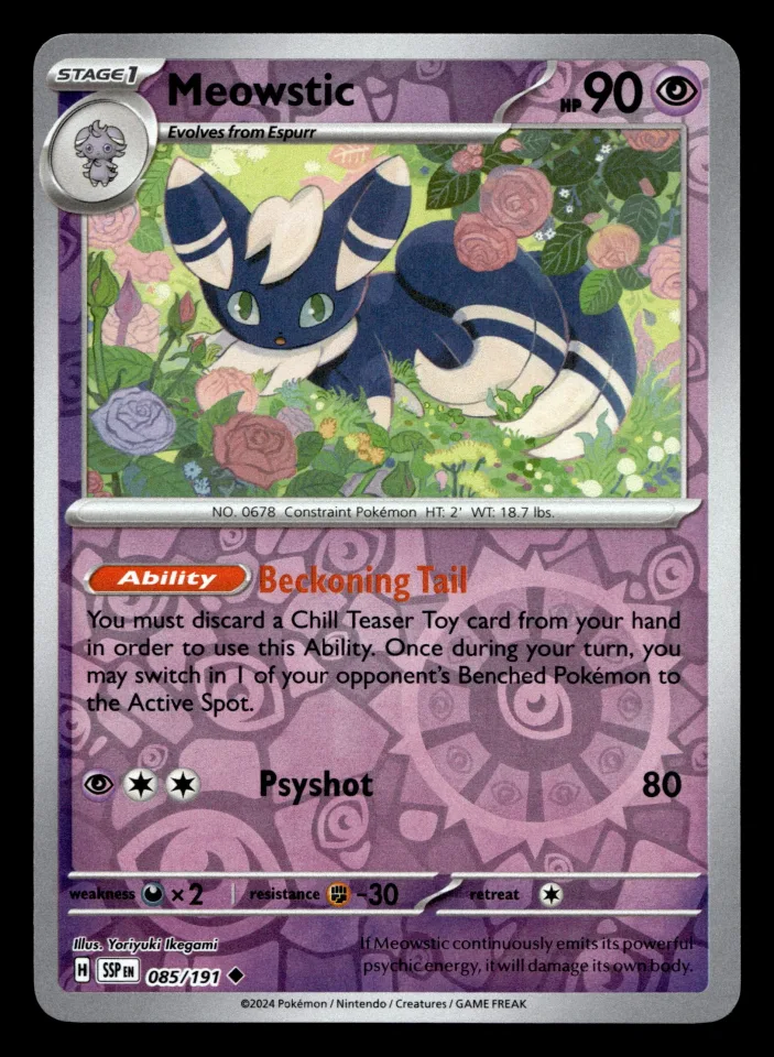 Meowstic #85 uit Surging Sparks Uncommon Near Mint conditie productfoto