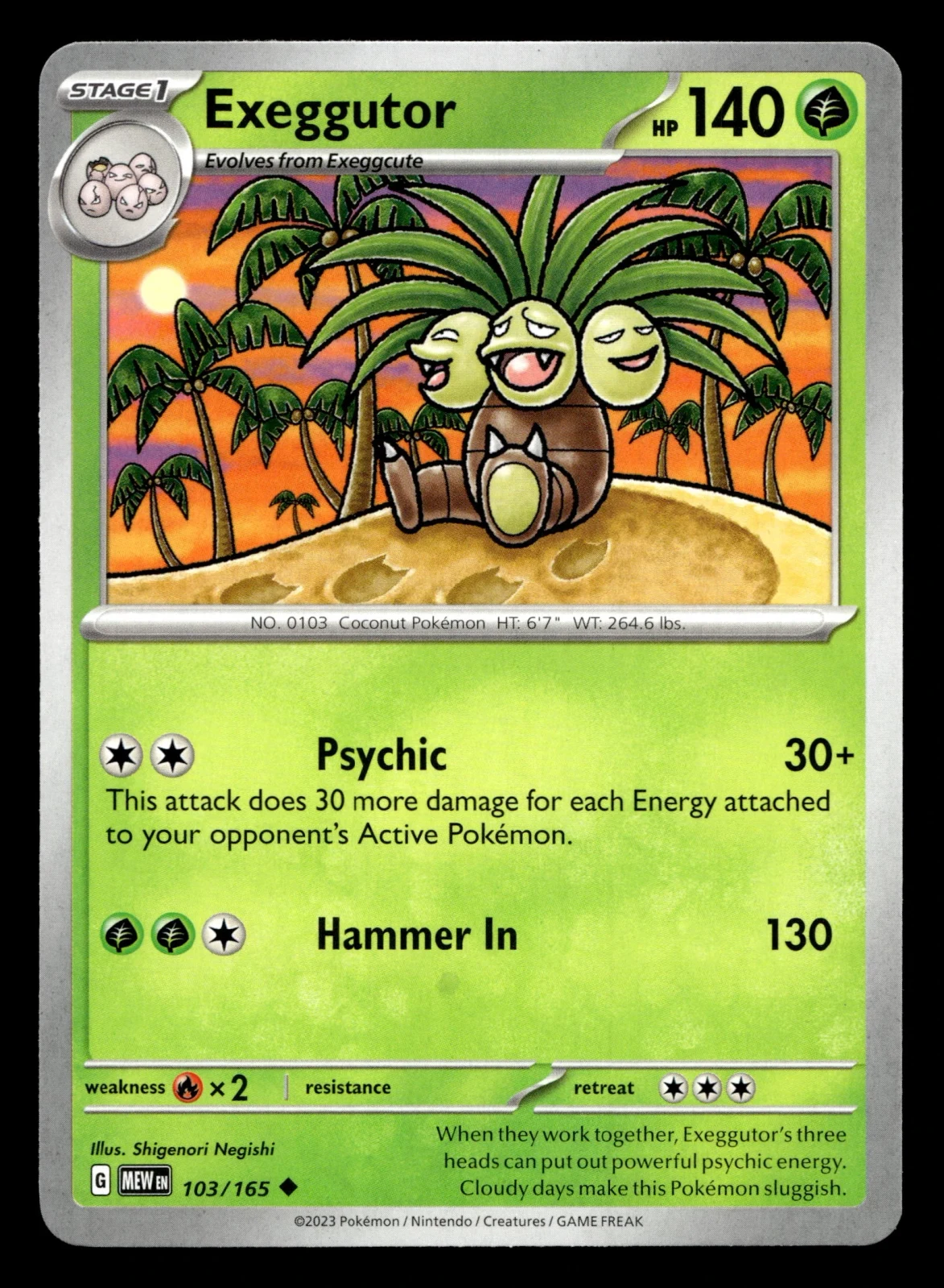 Voorkant Exeggutor 103/165 uit 151 Uncommon Near Mint conditie Pokémon kaart productfoto