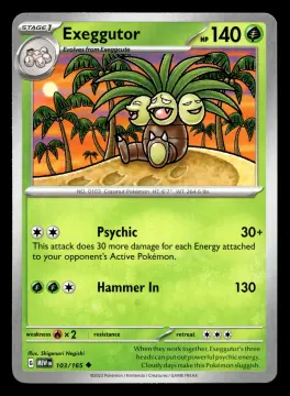 Voorkant Exeggutor 103/165 uit 151 Uncommon Near Mint conditie Pokémon kaart productfoto