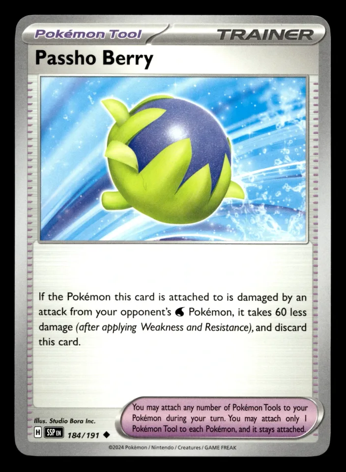 Passho Berry #184 uit Surging Sparks Uncommon Near Mint conditie productfoto