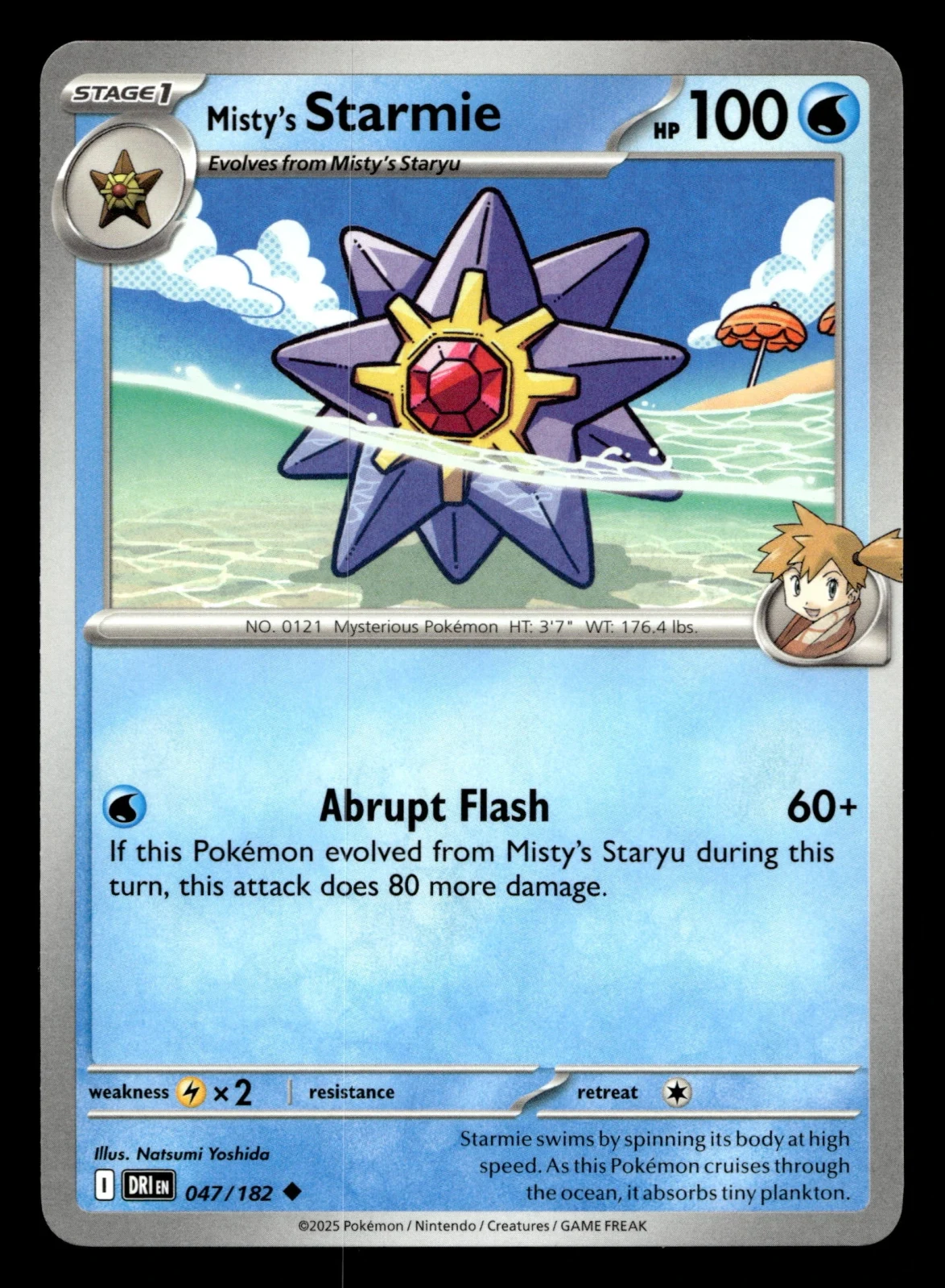 Voorkant Misty's Starmie 47/182 uit Destined Rivals Uncommon Near Mint conditie Pokémon kaart productfoto