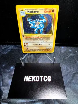 Referentieafbeelding Machamp 8/102 uit Base Set Rare Holo Played conditie Pokémon kaart productfoto