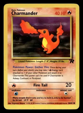 Voorkant Charmander 50/82 uit Team Rocket Common Good conditie Pokémon kaart productfoto