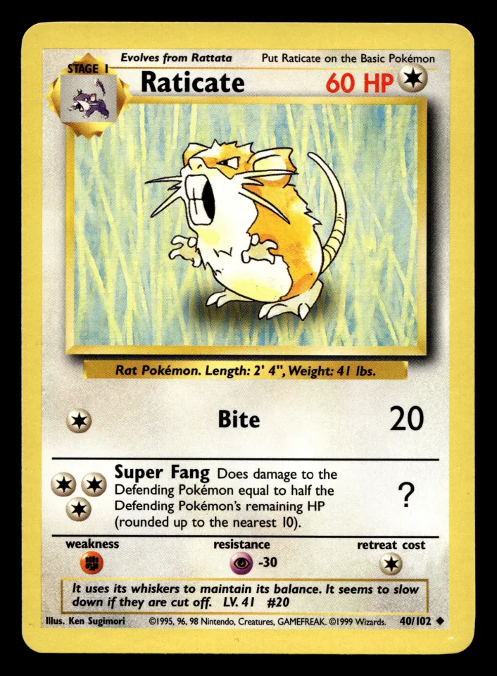 Raticate #40 uit Base Set Uncommon Excellent - conditie productfoto