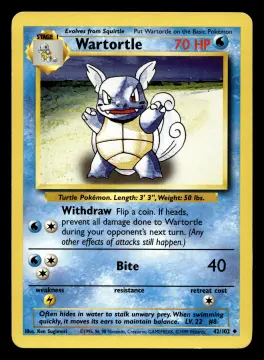 Voorkant Wartortle 42/102 uit Base Set Uncommon Excellent conditie Pokémon kaart productfoto EX 1