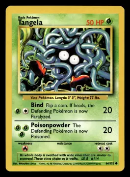 Voorkant Tangela 66/102 uit Base Set Common Near Mint conditie Pokémon kaart productfoto NM 1