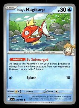 Voorkant Misty's Magikarp 48/182 uit Destined Rivals Common Near Mint conditie Pokémon kaart productfoto