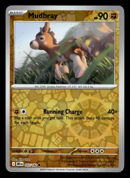 Voorkant Mudbray 107/182 uit Destined Rivals Common Near Mint conditie Pokémon kaart productfoto