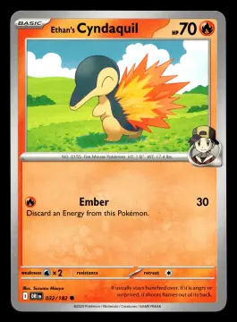 Voorkant Ethan's Cyndaquil 32/182 uit Destined Rivals Common Near Mint conditie Pokémon kaart productfoto