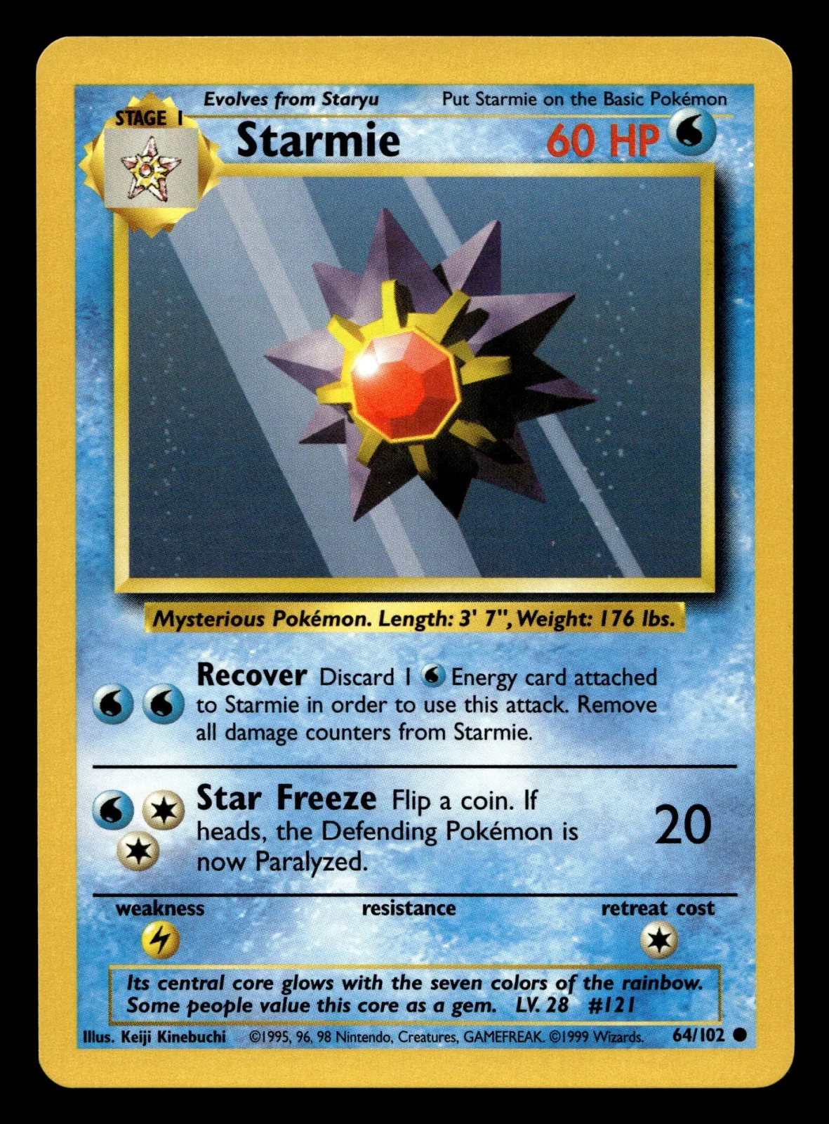 Voorkant Starmie 64/102 uit Base Set Common Near Mint - conditie Pokémon kaart productfoto NM- 2/2