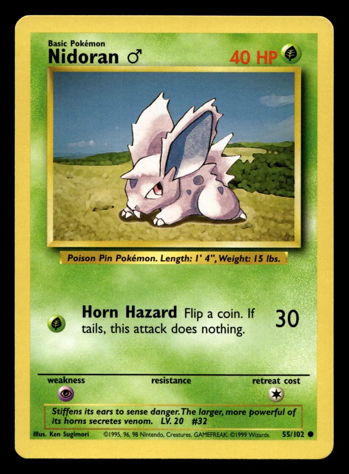 Nidoran ♂ #55 uit Base Set Common Near Mint - conditie productfoto