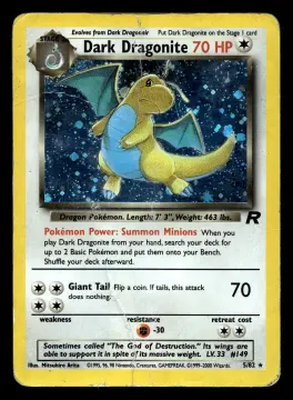 Voorkant Dark Dragonite 5/82 uit Team Rocket Rare Holo Poor conditie Pokémon kaart productfoto