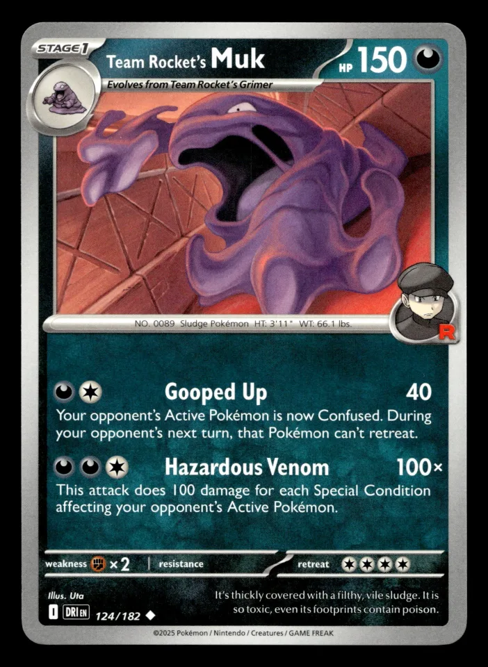 Team Rocket's Muk #124 uit Destined Rivals Uncommon Near Mint conditie productfoto