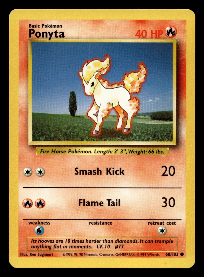 Ponyta #60 uit Base Set Common Near Mint - conditie productfoto