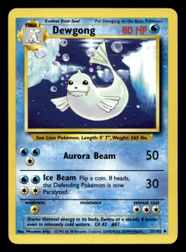 Voorkant Dewgong 25/102 uit Base Set Uncommon Near Mint - conditie Pokémon kaart productfoto NM- 1