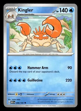 Voorkant Kingler 99/165 uit 151 Uncommon Near Mint conditie Pokémon kaart productfoto