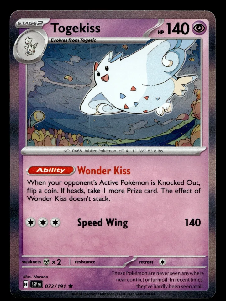 Togekiss #72 uit Surging Sparks Rare Near Mint conditie productfoto