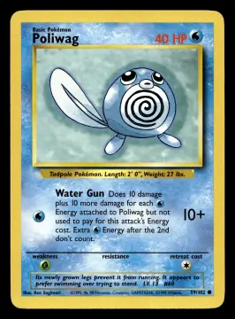 Voorkant Poliwag 59/102 uit Base Set Common Near Mint - conditie Pokémon kaart productfoto NM- 1/3