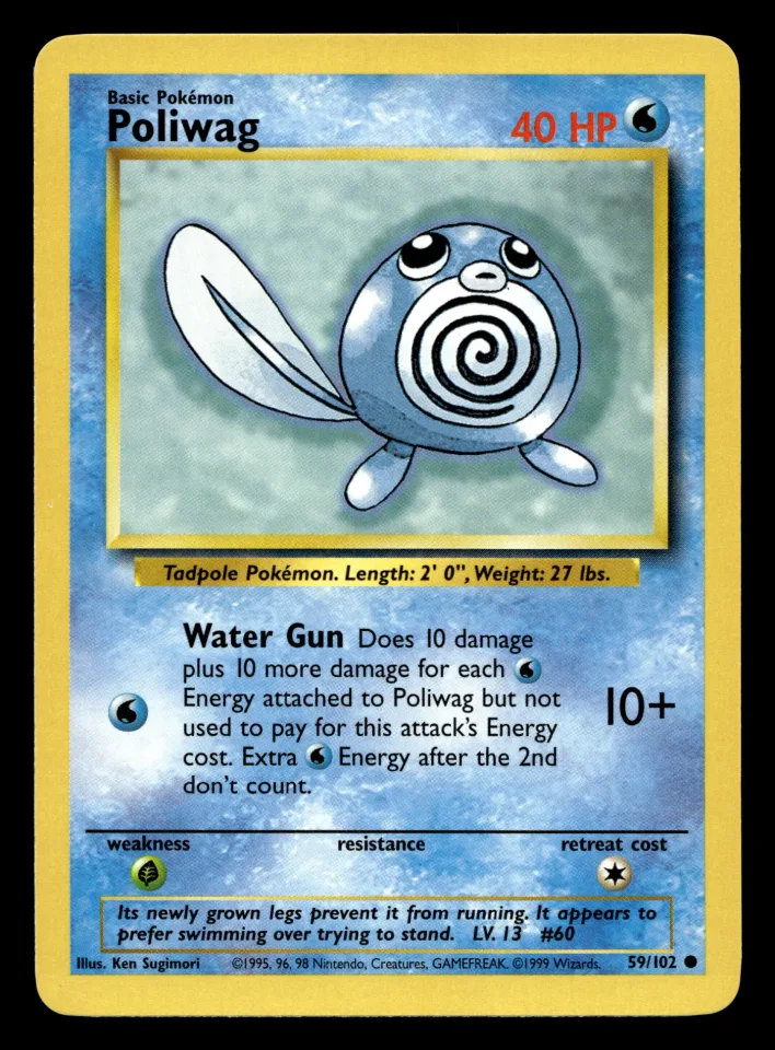 Poliwag #59 uit Base Set Common Near Mint - conditie productfoto