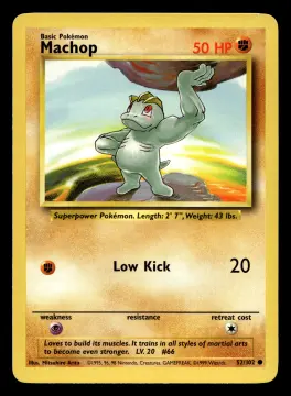 Voorkant Machop 52/102 uit Base Set Common Near Mint - conditie Pokémon kaart productfoto NM- 1/5