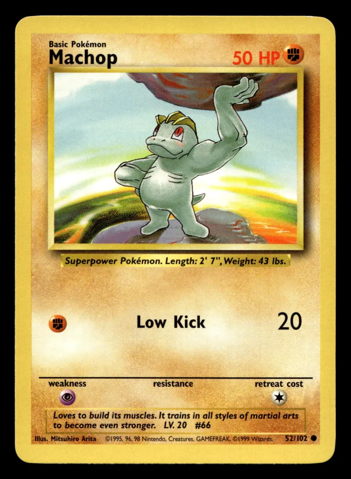 Machop #52 uit Base Set Common Near Mint - conditie productfoto