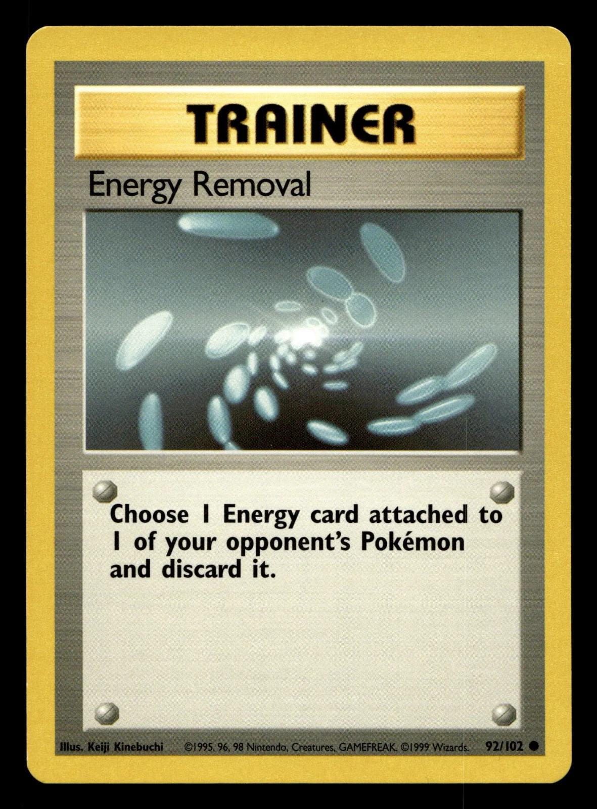 Voorkant Energy Removal 92/102 uit Base Set Common Near Mint conditie Pokémon kaart productfoto NM 1