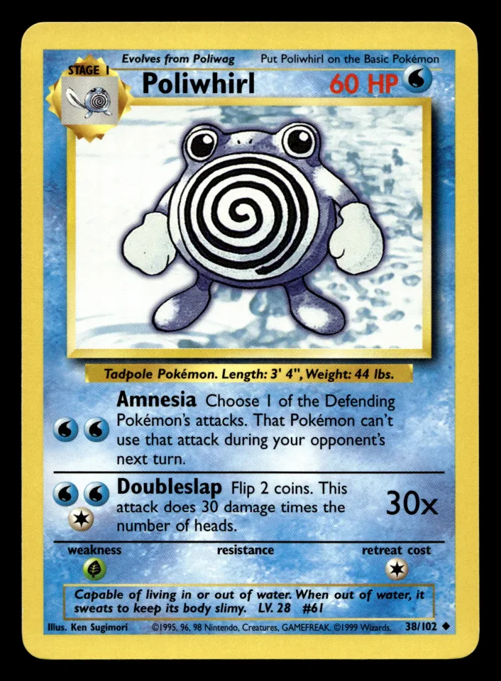 Poliwhirl #38 uit Base Set Uncommon Near Mint - conditie productfoto