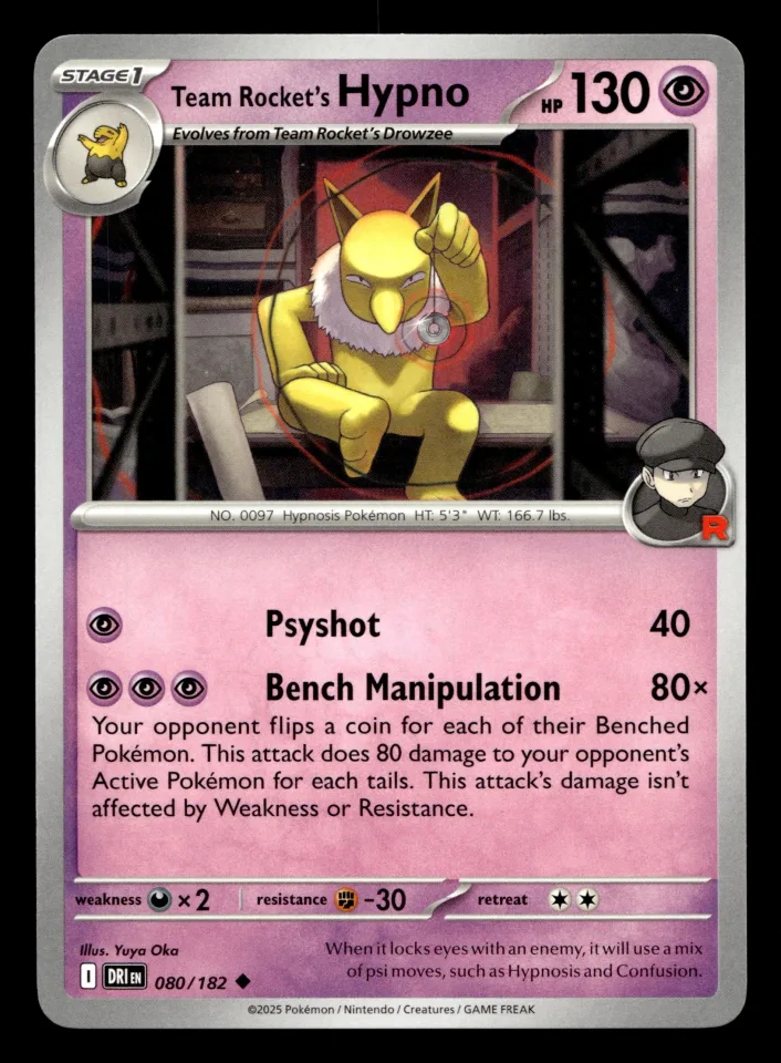 Team Rocket's Hypno #80 uit Destined Rivals Uncommon Near Mint conditie productfoto