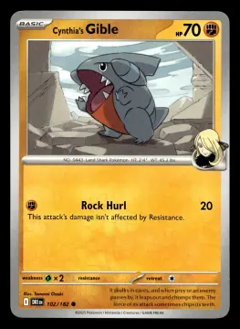 Voorkant Cynthia's Gible 102/182 uit Destined Rivals Common Near Mint conditie Pokémon kaart productfoto