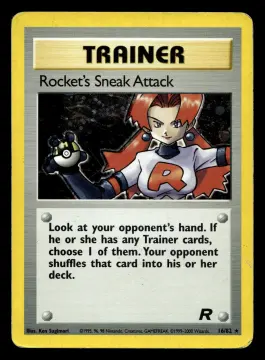Voorkant Rocket's Sneak Attack 16/82 uit Team Rocket Rare Holo Played conditie Pokémon kaart productfoto