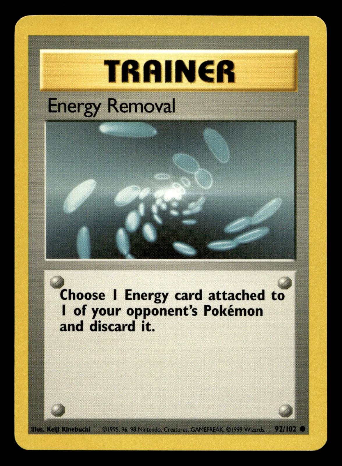 Voorkant Energy Removal 92/102 uit Base Set Common Near Mint - conditie Pokémon kaart productfoto NM- 2/3