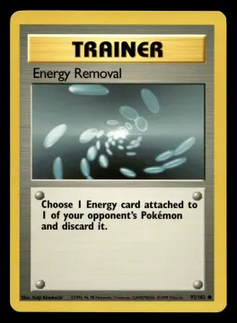 Voorkant Energy Removal 92/102 uit Base Set Common Near Mint - conditie Pokémon kaart productfoto NM- 2/3